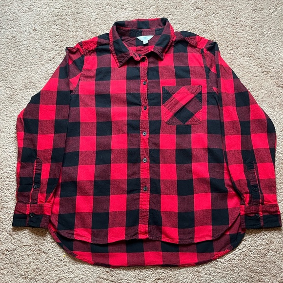 Time and Tru Red and Black Checkered Women’s Shirt - Picture 1 of 6